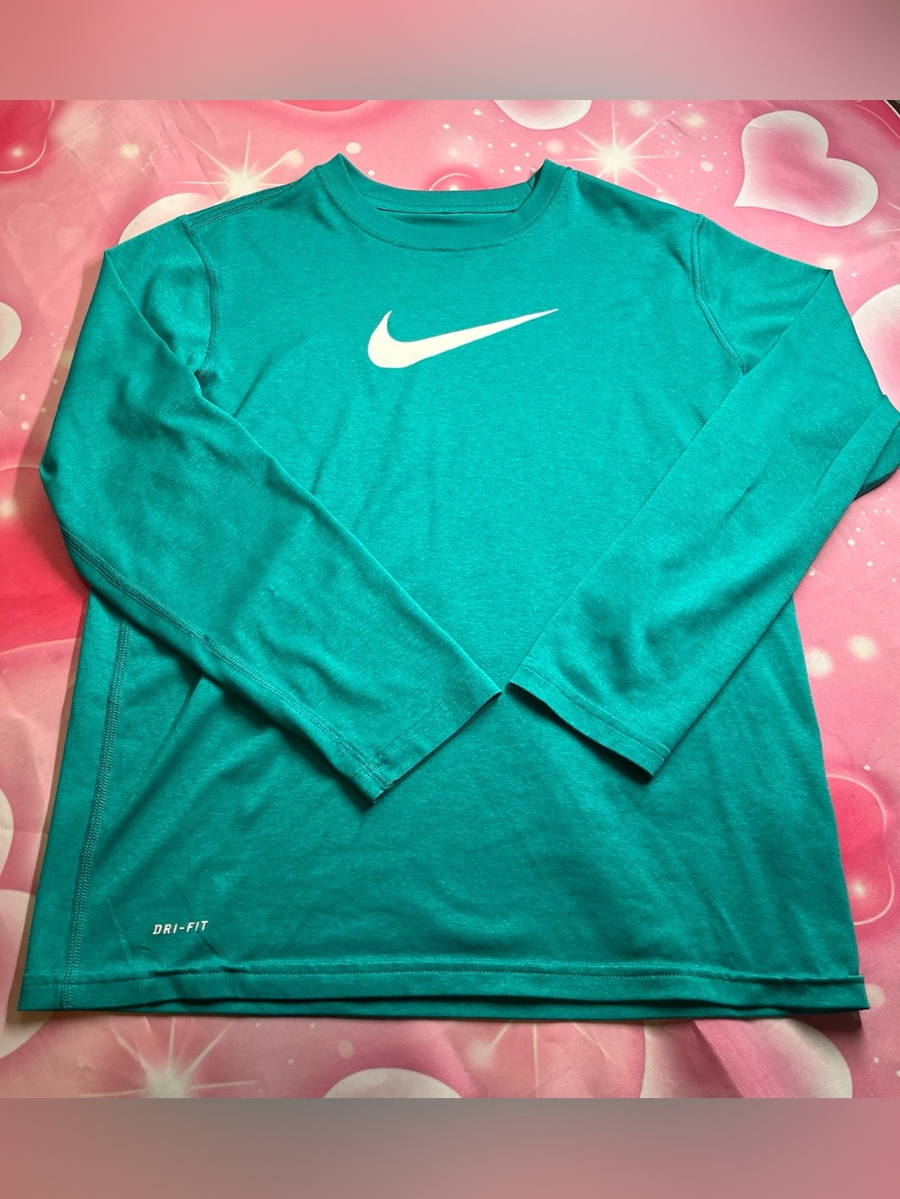 Nike swoosh teal blue long sleeve